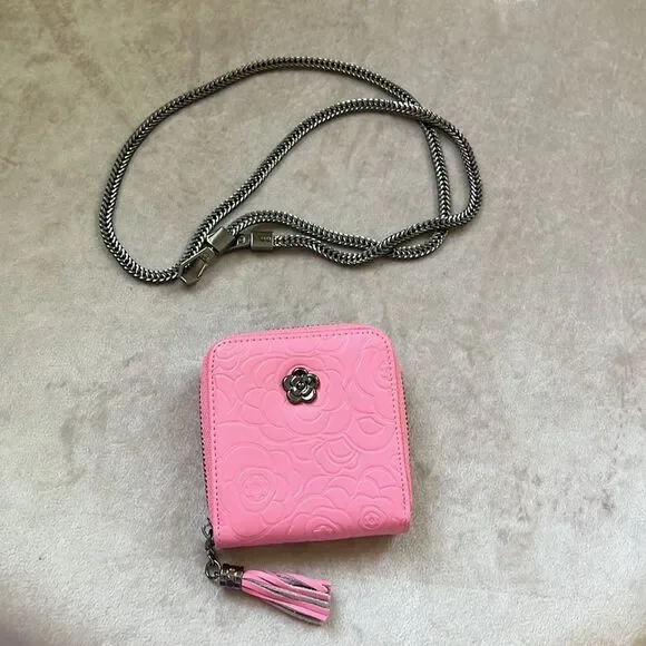 Pink *Camellia* Mini WOC DIY Tassel Card Case Wallet Necklace Chain NEW DIY - Picture 7 of 16